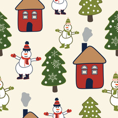 Winter themed seamless repeat pattern 