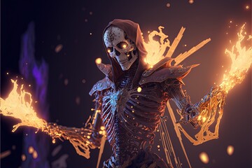 Fantasy skeleton generative ai fantasy Background with cinematic lighting and intricate design
