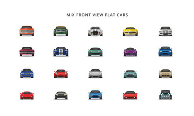 Mix front view flat cars