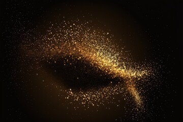 Fototapeta na wymiar Golden glitter shimmer dust shiny lights particles dark abstract generative ai background