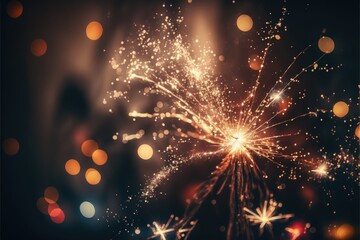 party celebration Sparklers burning bright with shiny sparks and bokeh festive generative ai background