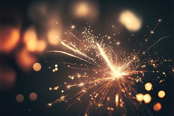 party celebration Sparklers burning bright with shiny sparks and bokeh festive generative ai background