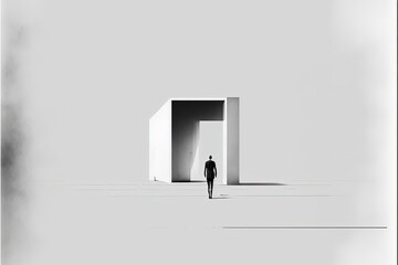 minimalist black and white generative ai sketch