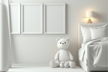 Modern white stylish bedroom interior design. Generative ai 