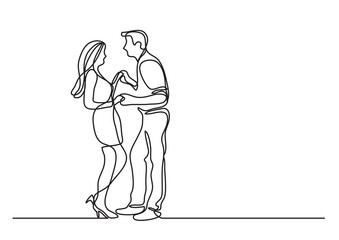 continuous line drawing dancing couple - PNG image with transparent background 2