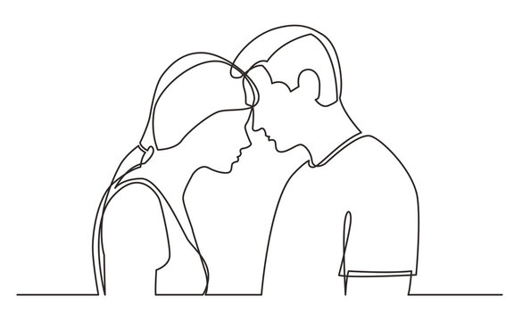 continuous line drawing couple standing together - PNG image with transparent background