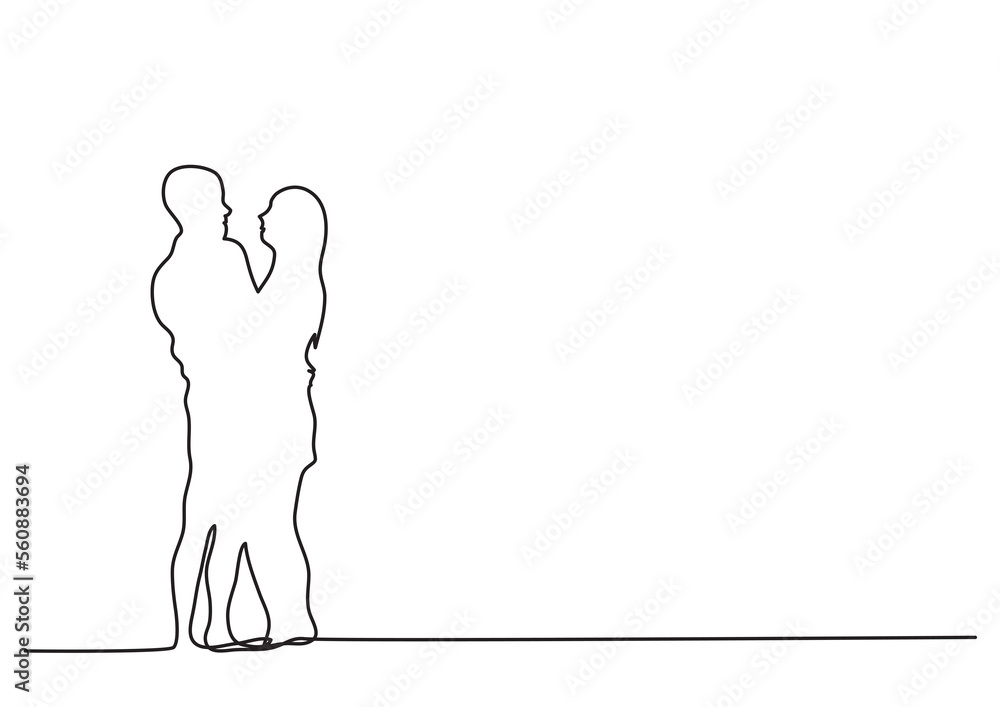 Poster continuous line drawing lovers - png image with transparent background