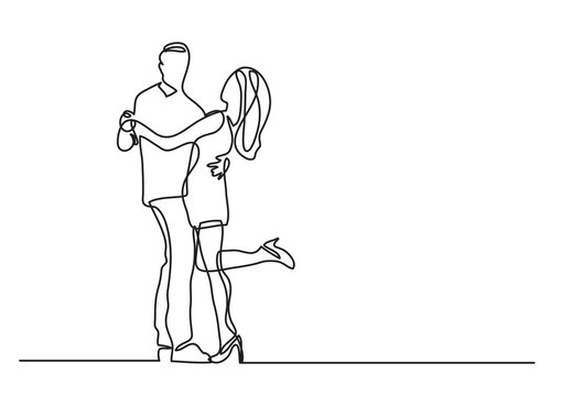 continuous line drawing happy loving couple - PNG image with transparent background