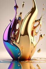 reflective metallic generative ai liquid splash
