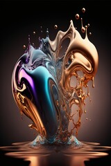 reflective metallic generative ai liquid splash