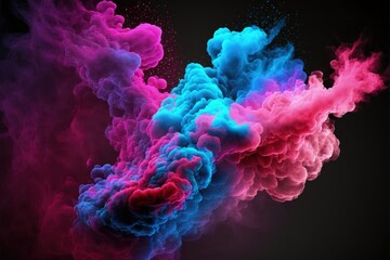 Clouds of pink and blue neon colorful smoke Generative ai background