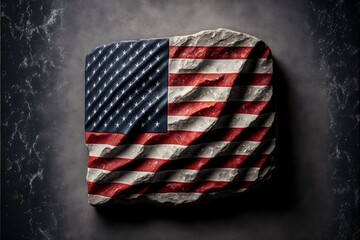 USA Flag of the United States of America generative ai stone rock
