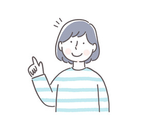 女性　指差し　ポーズ　イラスト