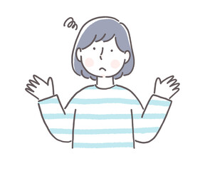困った表情の女性イラスト