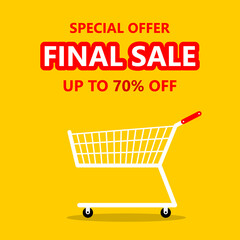 Sale banner template design. Special offer final sale up to 70% off. Vector illustration.