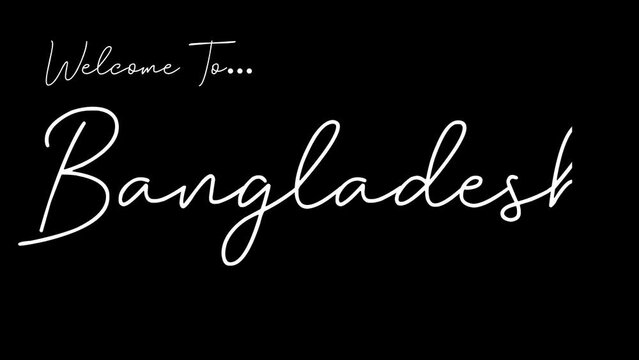 Welcome to Bangladesh word in black background. Animated welcome in overshot animation. This animation is suitable for greeting footage