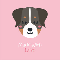 Cartoon Sennenhund Poster. Vector Cute Dog.