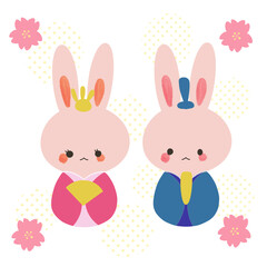 可愛いうさぎのひな祭りイラスト