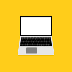 Fototapeta na wymiar Laptop flat on yellow background. Vector illustration.