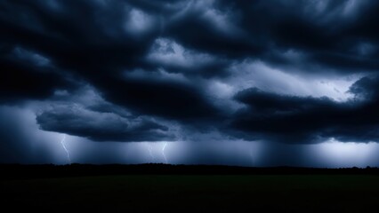Obraz na płótnie Canvas Black storm clouds at night, Dark sky, and black clouds have high contrast.