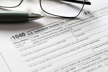 US federal income tax return form 1040