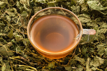 Hot nettle tea - Medicinal dried leaves. Urtica