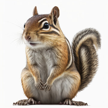 Chipmunk full body image with white background ultra realistic



