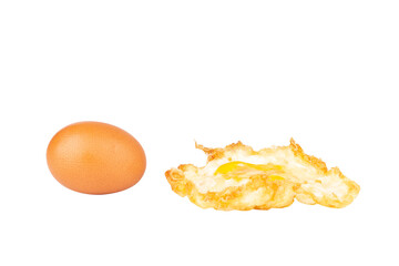 fried egg cooking food isolated on white background