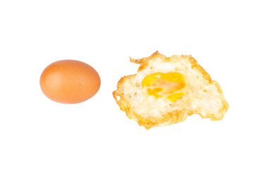 fried egg cooking food isolated on white background