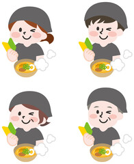 ラーメン屋で働く初心者スタッフたち