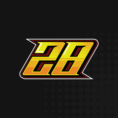 Race Number 28 logo design vector 