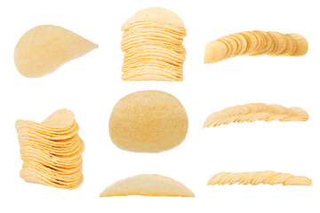 crisps fast food heap tasty isolated on white background