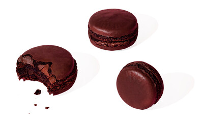 Chocolate macarons in invisible background png
