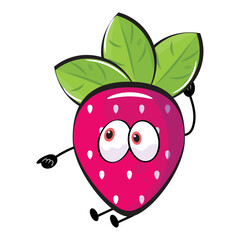 Isolated happy strawberry fruit cartoon character Vector