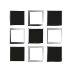 brush squares. Ink paint brush stain square. Grunge texture. illustration. stock image.