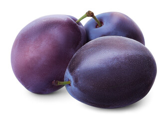 Delicious fresh ripe plums on white background