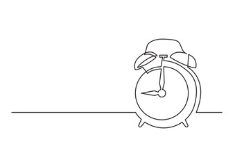 continuous line drawing alarm clock - PNG image with transparent background - obrazy, fototapety, plakaty