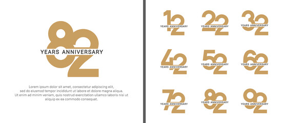Fototapeta premium set of anniversary logo style gold and black color on white background for celebration