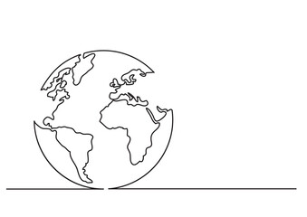 continuous line drawing globe - PNG image with transparent background