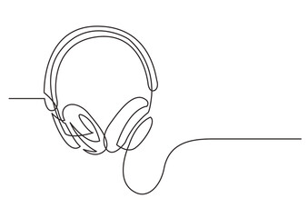 continuous line drawing headphones - PNG image with transparent background