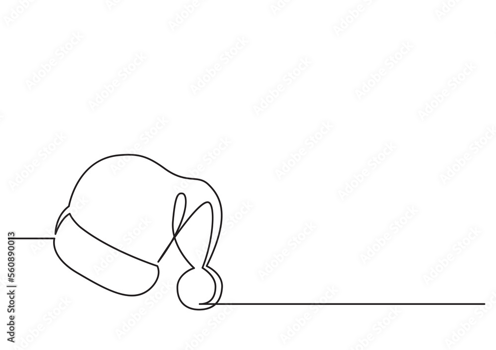 Poster continuous line drawing santa claus hat - png image with transparent background