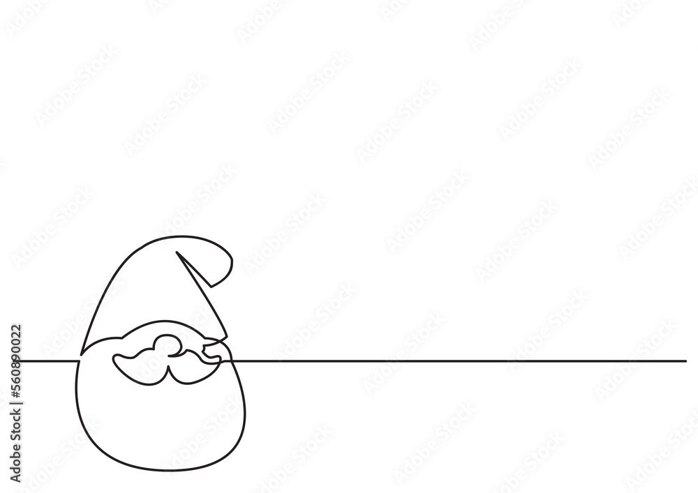 Poster continuous line drawing santa head - png image with transparent background