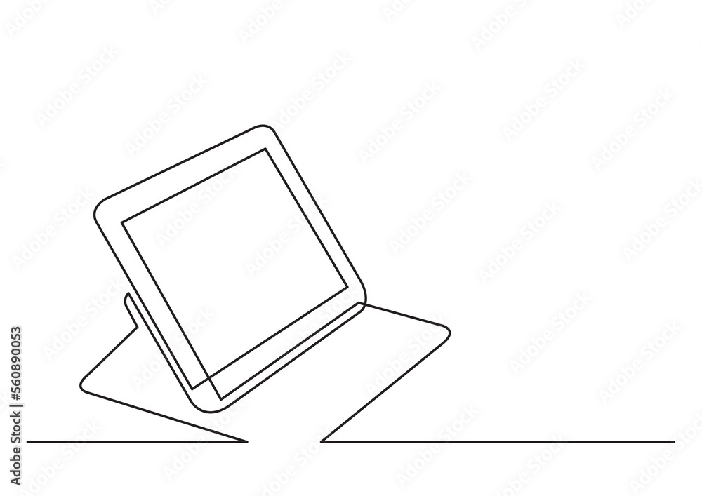 Aufkleber continuous line drawing tablet - png image with transparent background