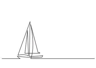 continuous line drawing sailboat - PNG image with transparent background