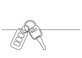 one line isolated vector object car keys - PNG image with transparent background