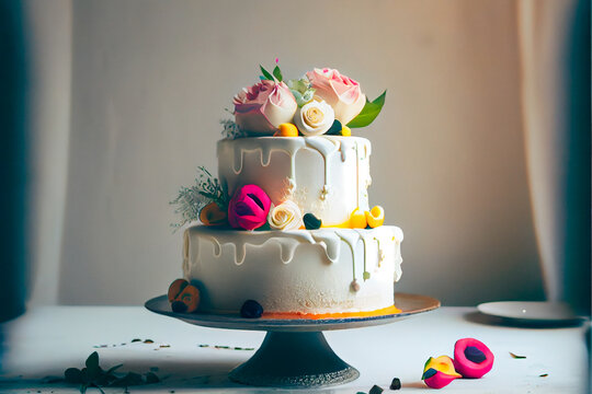 creative wedding cakes . Image created with Generative AI technology.