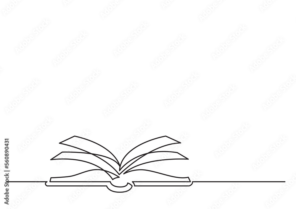 Poster one line isolated vector object open book 2 - png image with transparent background