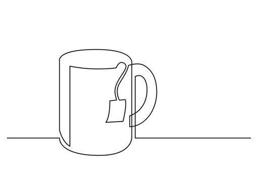 one line isolated vector object mug of tea - PNG image with transparent background