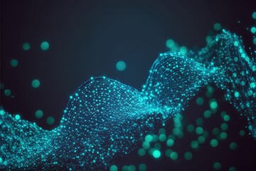 Connected glowing 3d grid, digitalization, wave, network   created with generative ai technology