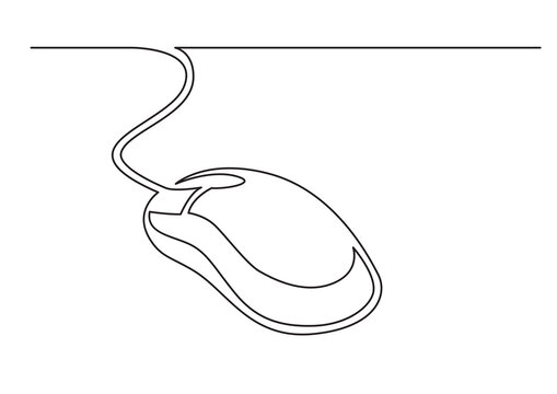 one line isolated vector object wired computer mouse - PNG image with transparent background